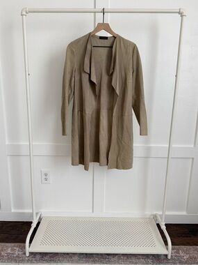 Peserico Suede Open Front Waterfall Cardigan Jacket